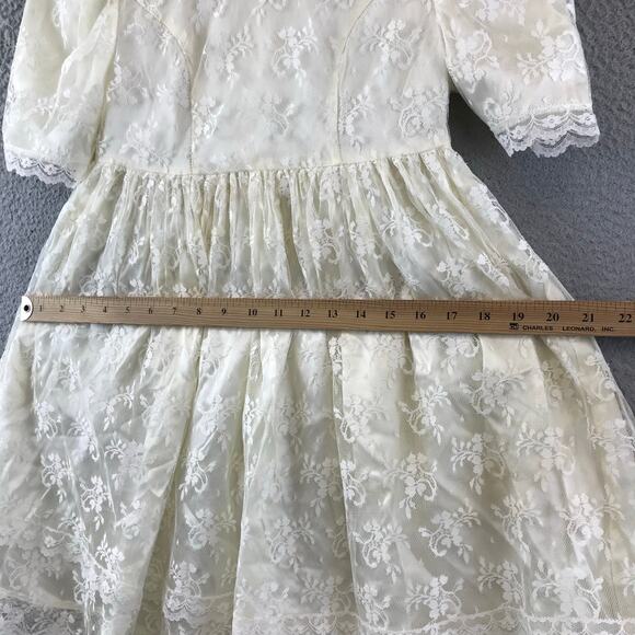 Vintage Girls Gunne Sax Blush Pink Lace Dress 1970‎ 1980 USA Made Size 7 - Picture 9 of 11